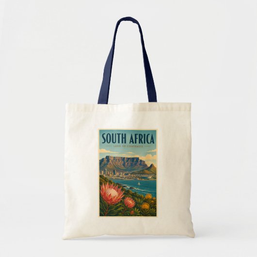 Zuid-Afrika Tafelberg Illustratie Reizen Tote Bag (Voorkant)