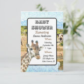 Zuid-Afrika thema Giraffe olifant Baby shower Kaart (Staand voorkant)