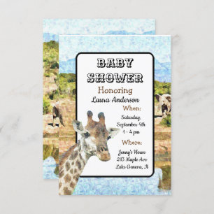 Zuid-Afrika thema Giraffe olifant Baby shower Kaart