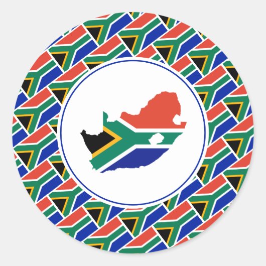 ZUID-AFRIKA VLAG Afrikaanse kaart Stijlvol Patriot Ronde Sticker (Voorkant)