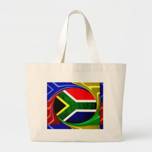 Zuid-Afrika Vlag: Dynamisch Spiraal Motief Grote Tote Bag