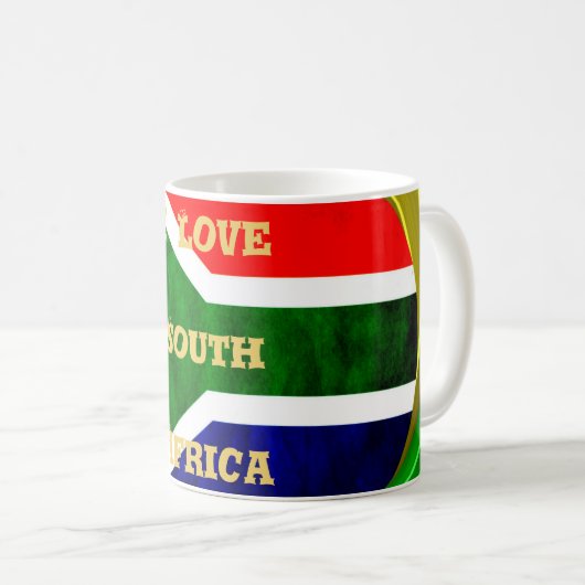 Zuid-Afrika Vlag: Dynamisch Spiraal Motief Koffiemok (Voorkant rechts)