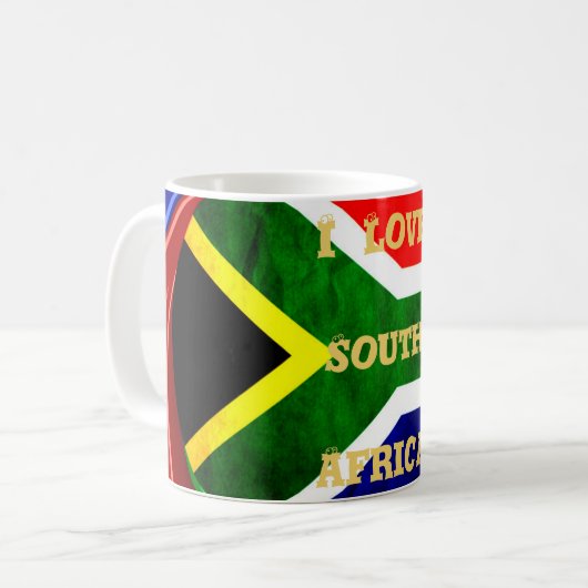 Zuid-Afrika Vlag: Dynamisch Spiraal Motief Koffiemok (Voorkant links)