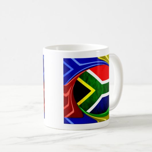 Zuid-Afrika Vlag: Dynamisch Spiraal Motief Koffiemok (Voorkant rechts)