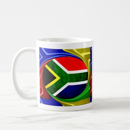 Zuid-Afrika Vlag: Dynamisch Spiraal Motief Koffiemok (Links)