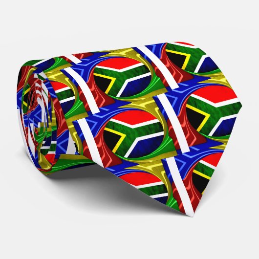 Zuid-Afrika Vlag: Dynamisch Spiraal Motief Stropdas (Opgerold)