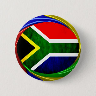 Zuid-Afrika Vlag: Dynamisch Wervel Motief Ronde Button 5,7 Cm