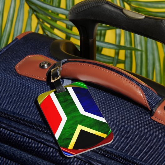 Zuid-Afrika Vlag: Dynamisch Wervelend Motief Bagagelabel (Voorkant Insitu 1)