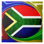 Zuid-Afrika Vlag: Dynamisch Wervelend Motief Tegeltje (Voorkant)