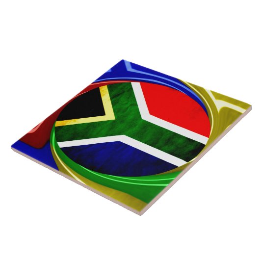 Zuid-Afrika Vlag: Dynamisch Wervelend Motief Tegeltje (Zijkant)