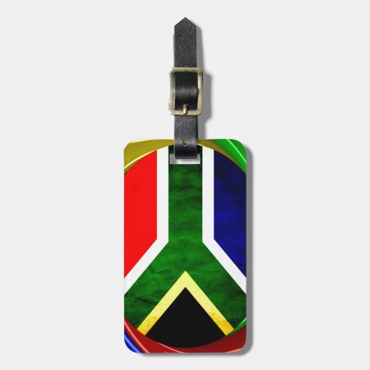 Zuid-Afrika Vlag: Dynamisch wervelmotief Bagagelabel (Voorkant verticaal)