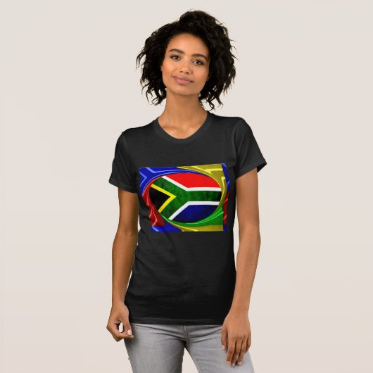 Zuid-Afrika Vlag: Dynamisch wervelmotief T-shirt (Voorkant volledig)