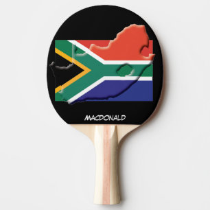 ZUID-AFRIKA-VLAG EN MAP-GERICHTE ZWART TAFELTENNISBATJE