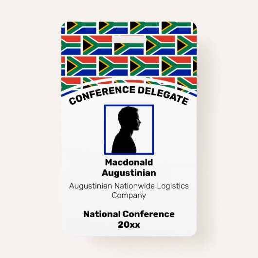 ZUID-AFRIKA VLAG Gepersonaliseerd Logo Foto ID Naa Badge (Voorkant)
