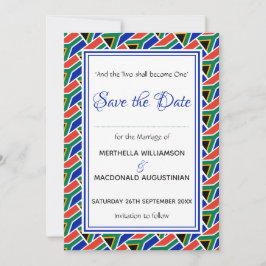 ZUID-AFRIKA VLAG Gepersonaliseerd Schrift Stijlvol Save The Date