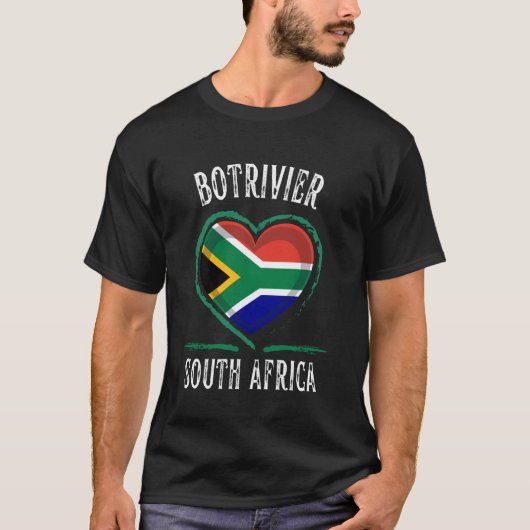 Zuid-Afrika Vlag Hart Botrivier Stad T-shirt (Voorkant)