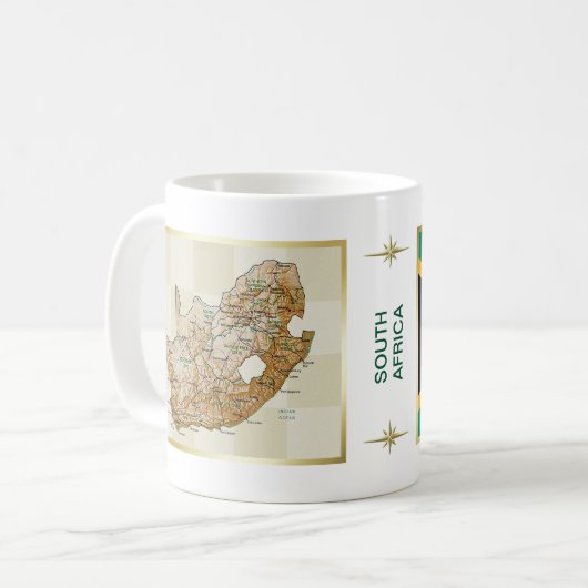 Zuid-Afrika Vlag + Kaart Mok (Voorkant links)