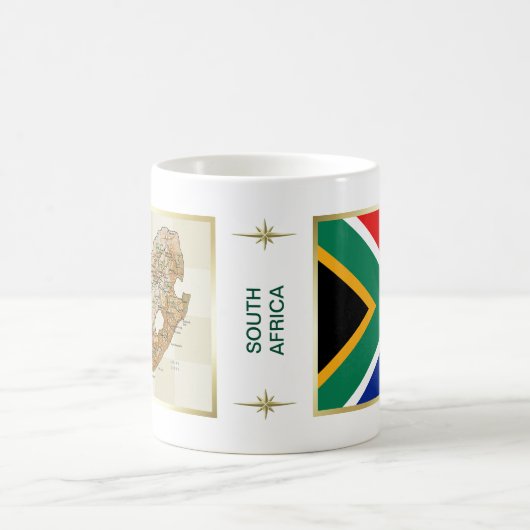 Zuid-Afrika Vlag + Kaart Mok (Center)