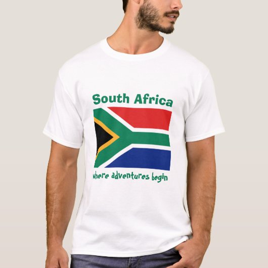 Zuid-Afrika vlag + kaart + T-shirt voor tekst (Voorkant)