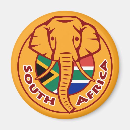 Zuid-Afrika Vlag olifant Magneet (Voorkant)