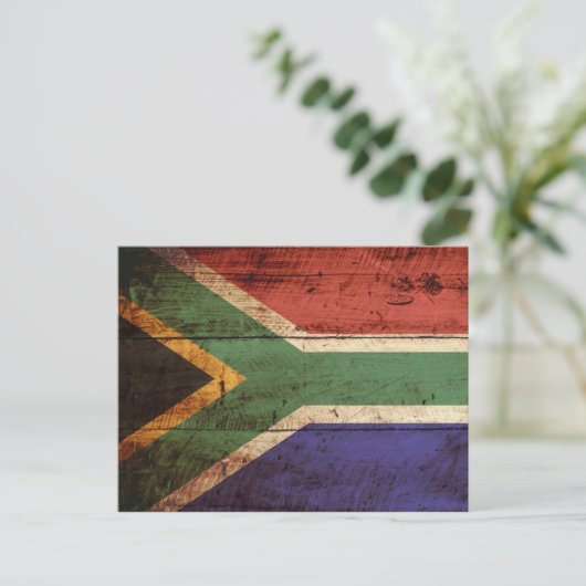 Zuid-Afrika Vlag op oude houten graan Briefkaart (Staand voorkant)