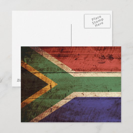 Zuid-Afrika Vlag op oude houten graan Briefkaart (Voorkant / Achterkant)