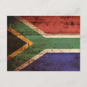 Zuid-Afrika Vlag op oude houten graan Briefkaart