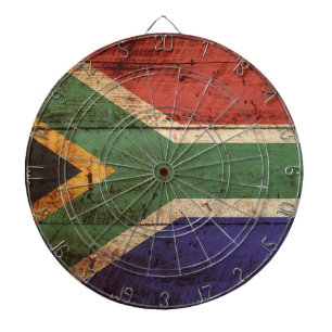 Zuid-Afrika Vlag op oude houten graan Dartbord