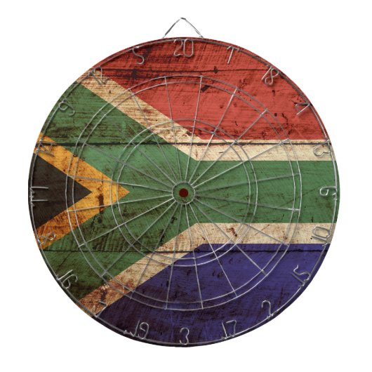 Zuid-Afrika Vlag op oude houten graan Dartbord (Voorkant)