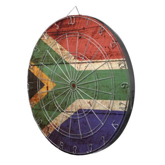 Zuid-Afrika Vlag op oude houten graan Dartbord (Voorkant Rechts)
