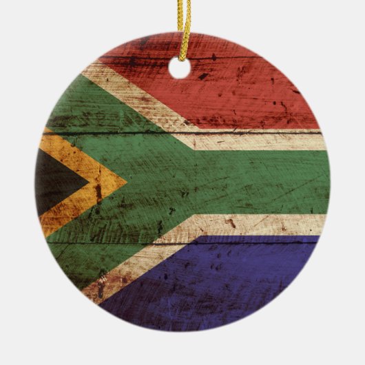 Zuid-Afrika Vlag op oude houten graan Keramisch Ornament (Voorkant)