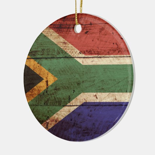Zuid-Afrika Vlag op oude houten graan Keramisch Ornament (Links)