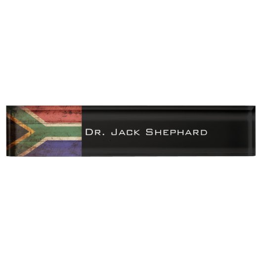 Zuid-Afrika Vlag op oude houten graan Naambordje (Voorkant)