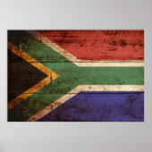 Zuid-Afrika Vlag op oude houten graan Poster (Voorkant)