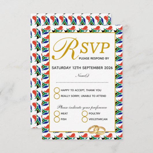 Zuid-Afrika vlag RSVP (Voorkant / Achterkant)