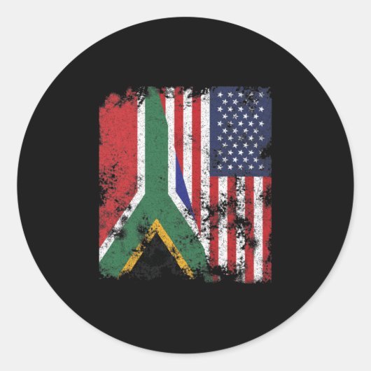Zuid-Afrika Vlag VS - half Amerikaans Ronde Sticker (Voorkant)