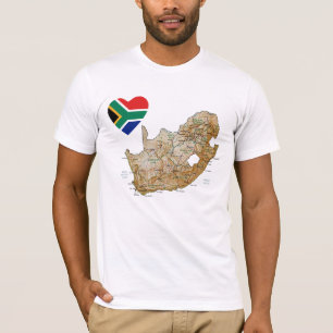 Zuid-Afrika Vlaggenhart en kaart T-Shirt