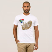 Zuid-Afrika Vlaggenhart en kaart T-Shirt (Voorkant volledig)