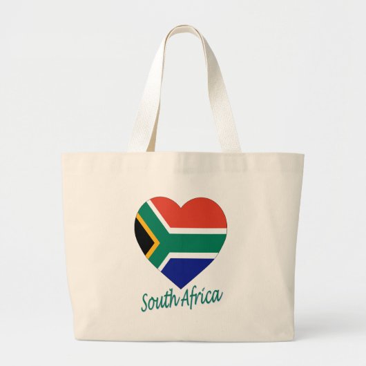 Zuid-Afrika - Vlaggenhart Grote Tote Bag (Voorkant)