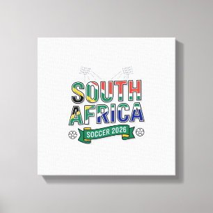 Zuid-Afrika Voetbal 2026 Voetbal Vet Land Typog Canvas Afdruk