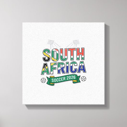 Zuid-Afrika Voetbal 2026 Voetbal Vet Land Typog Canvas Afdruk (Voorkant)
