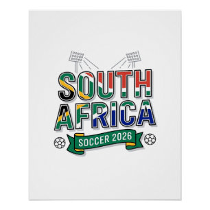 Zuid-Afrika Voetbal 2026 Voetbal Vet Land Typog Perfect Poster
