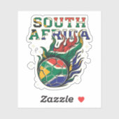 Zuid-Afrika Voetbal Vlammende Bal Retro Voetbal Sticker (Vel)