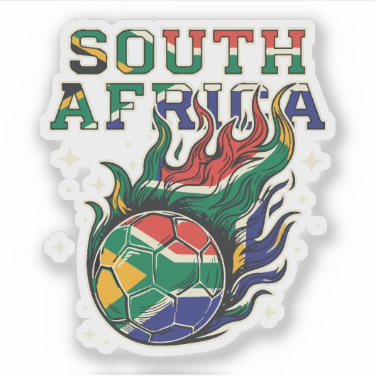 Zuid-Afrika Voetbal Vlammende Bal Retro Voetbal Sticker (Voorkant)