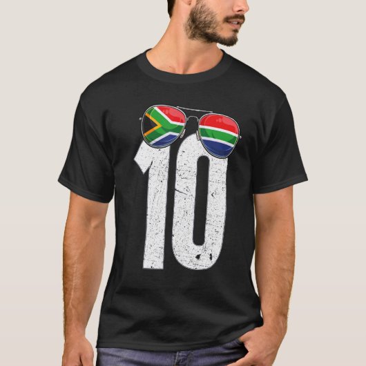 Zuid-Afrika Voetballer Nummer 10 Zuid-Afrikaans T-shirt (Voorkant)