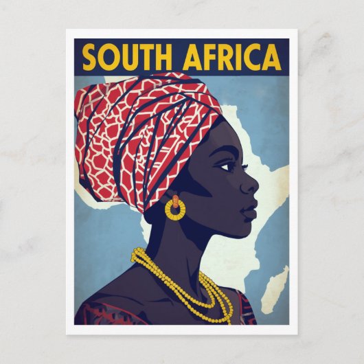 Zuid-Afrika Vrouw Portret Retro Kunst Briefkaart (Voorkant)