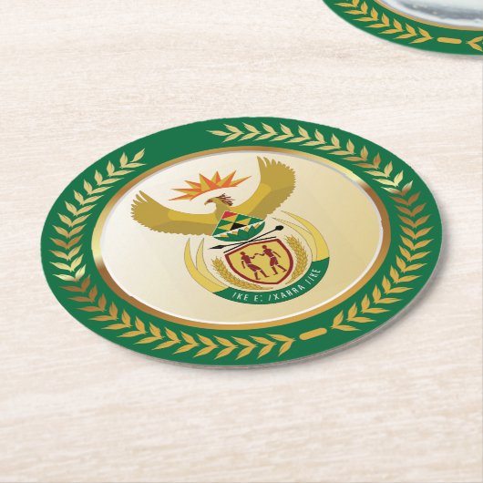 Zuid-Afrika Wapen Ronde Kartonnen Onderzetter (Gebogen)