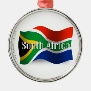 Zuid-Afrika Wavevlag Metalen Ornament