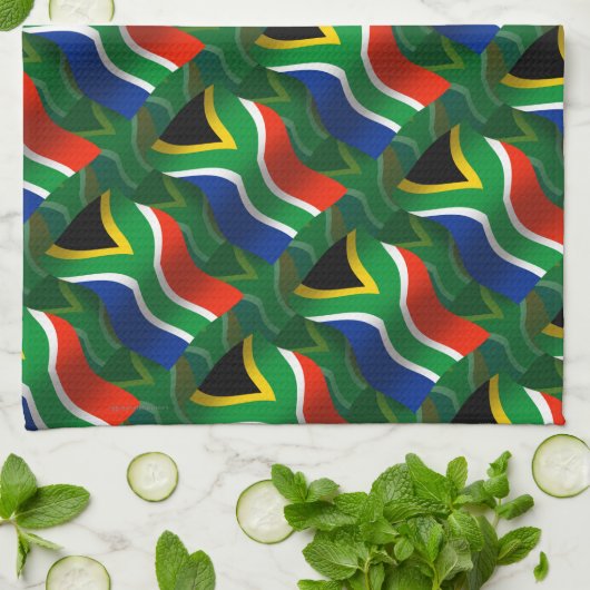 Zuid-Afrika Wavevlag Theedoek (Gevouwen)
