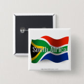 Zuid-Afrika Wavevlag Vierkante Button 5,1 Cm (Voorkant /achterkant)
